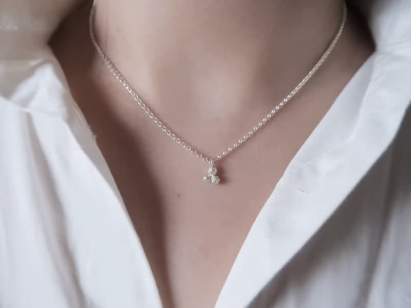 森林系 925純銀 三杉 迷你圓果 項鍊 鎖骨鍊 長鍊 免費送禮包裝