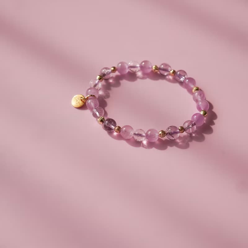 紫鋰輝紫阿塞切面白水晶14KGF手鏈