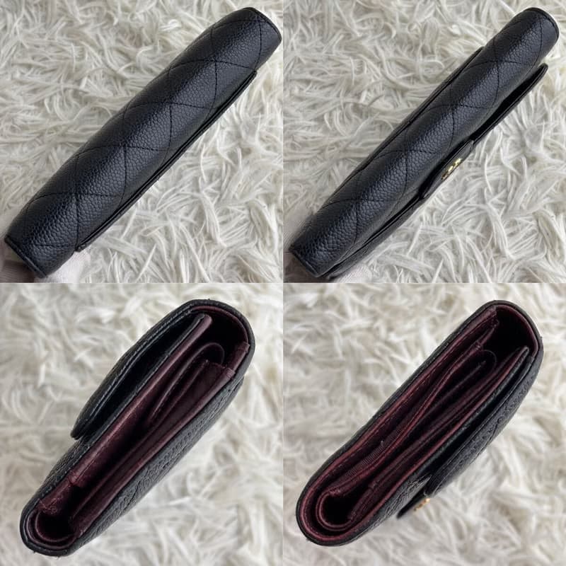 Chanel黑色魚子醬金標皮革長夾 長錢包 皮夾 中古包 二手包 古董