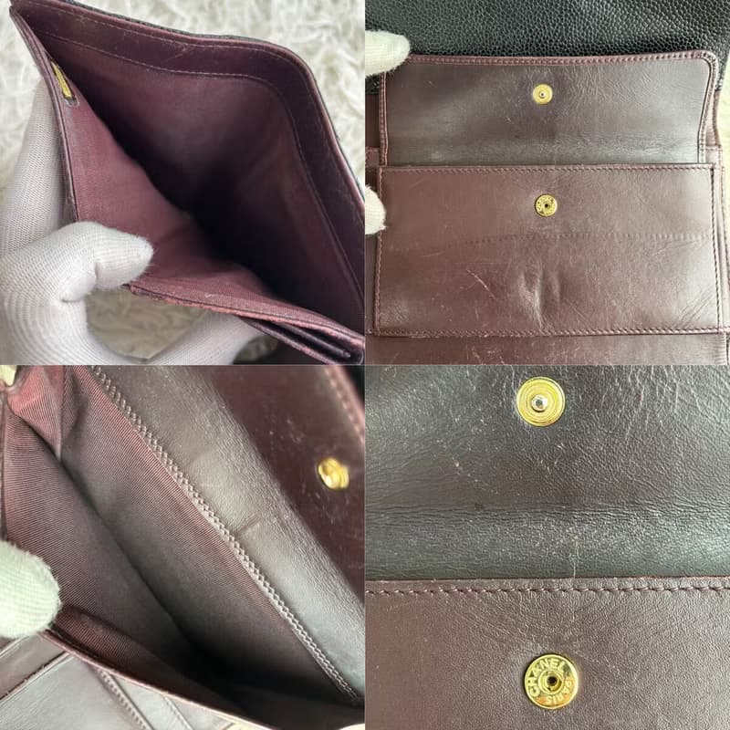 Chanel黑色魚子醬金標皮革長夾 長錢包 皮夾 中古包 二手包 古董