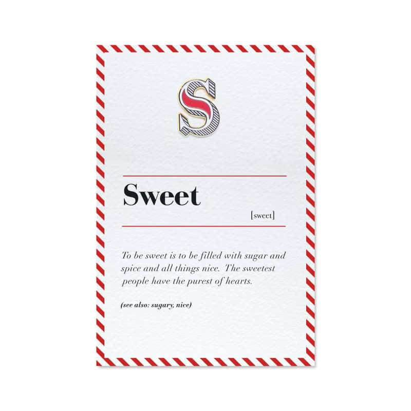 S / Sweet -琺瑯徽章卡－附信封 開學季 情人卡 萬用字母卡