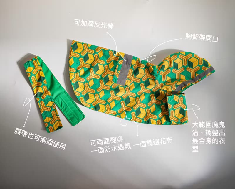 【現貨】 綠黑方格,M_41,毛孩斗蓬雨衣,雙面可穿, 防風防雨