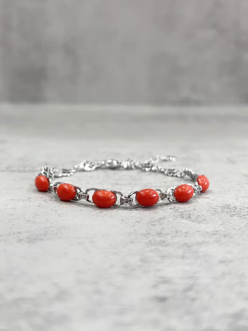 天然珊瑚手鍊 阿卡紅珊瑚 925純銀 調節手鍊 純銀手鍊