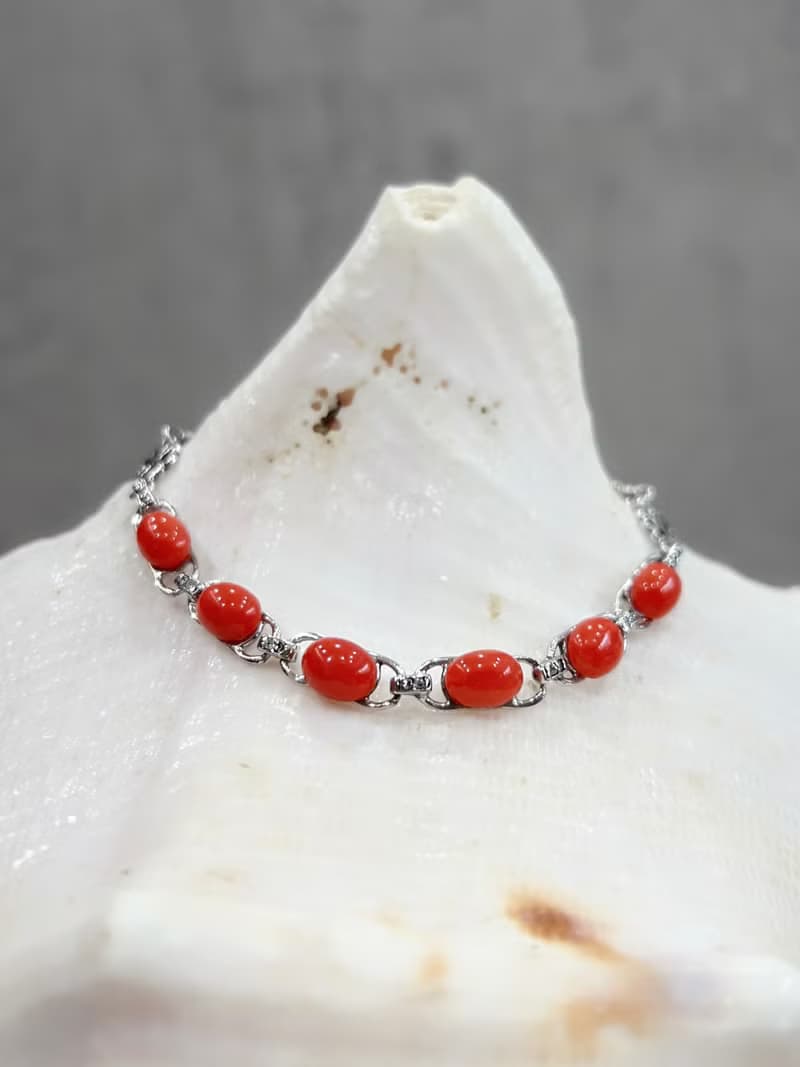 天然珊瑚手鍊 阿卡紅珊瑚 925純銀 調節手鍊 純銀手鍊