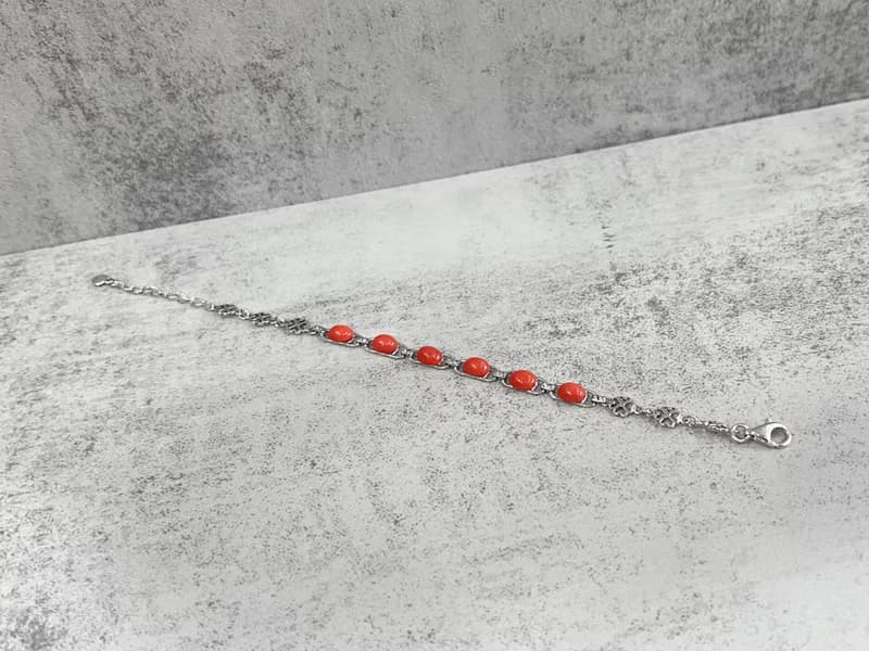 天然珊瑚手鍊 阿卡紅珊瑚 925純銀 調節手鍊 純銀手鍊