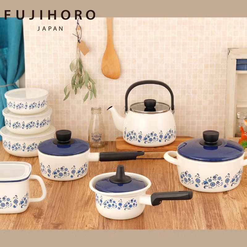 【官方直營】Memories復古系列 琺瑯燒水壺2.5L-復刻小藍花