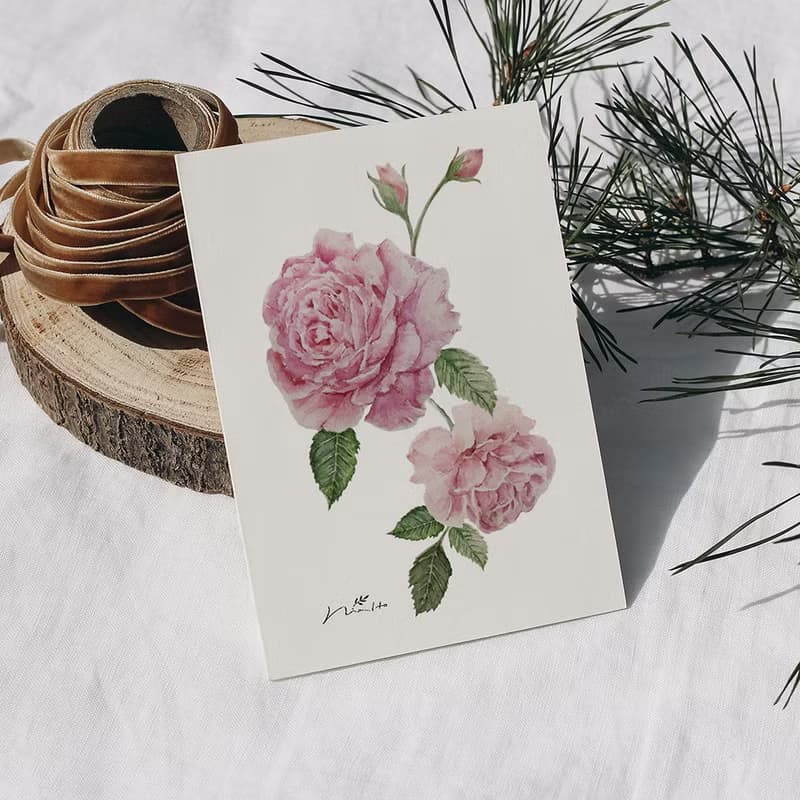 庭園玫瑰雙面真絲絲巾