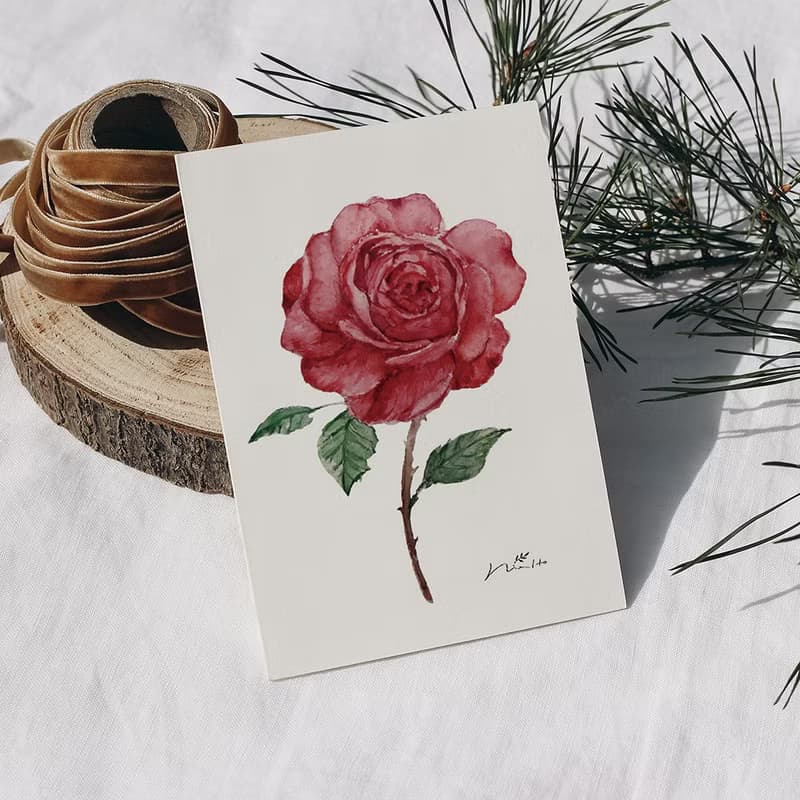 庭園玫瑰雙面真絲絲巾