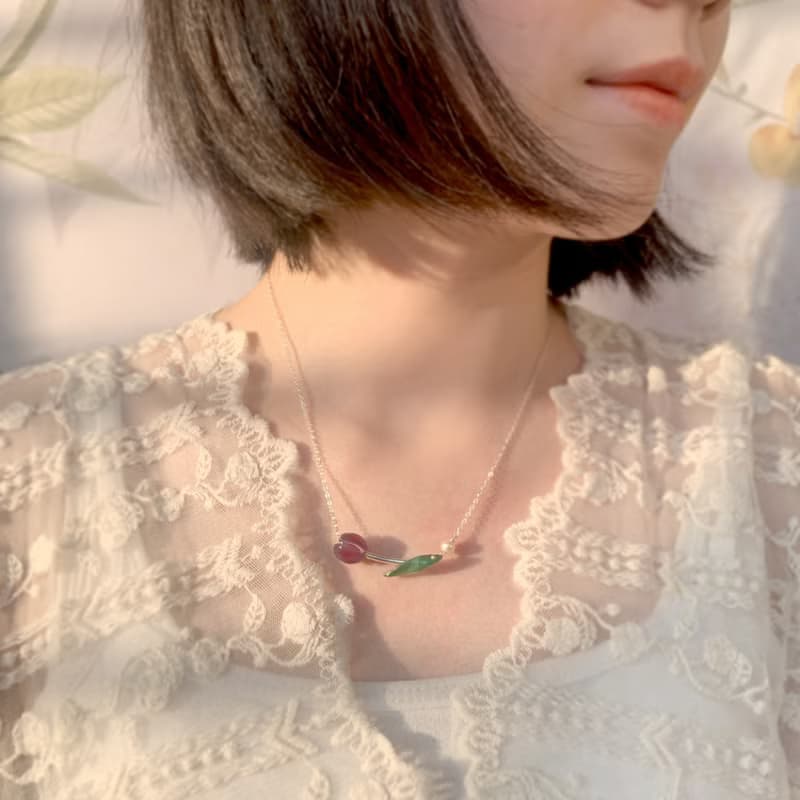 項鍊 鬱金香 銀飾 花 禮物 禮盒 生日 手工 珍珠 聖誕節 情人節