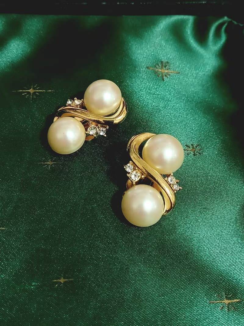 vintage jewelry  Richelieu 珍珠萊茵夾式耳環