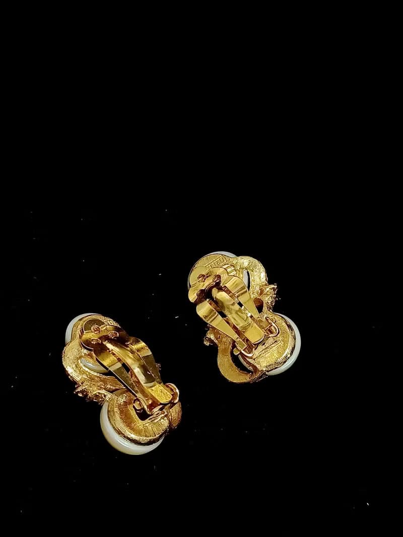 vintage jewelry  Richelieu 珍珠萊茵夾式耳環