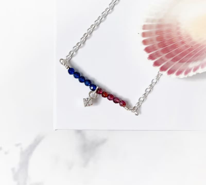 簡約直線手鍊 / 平衡 - 石榴石 藍尖晶 925銀手鍊