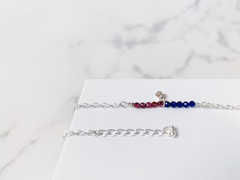 簡約直線手鍊 / 平衡 - 石榴石 藍尖晶 925銀手鍊