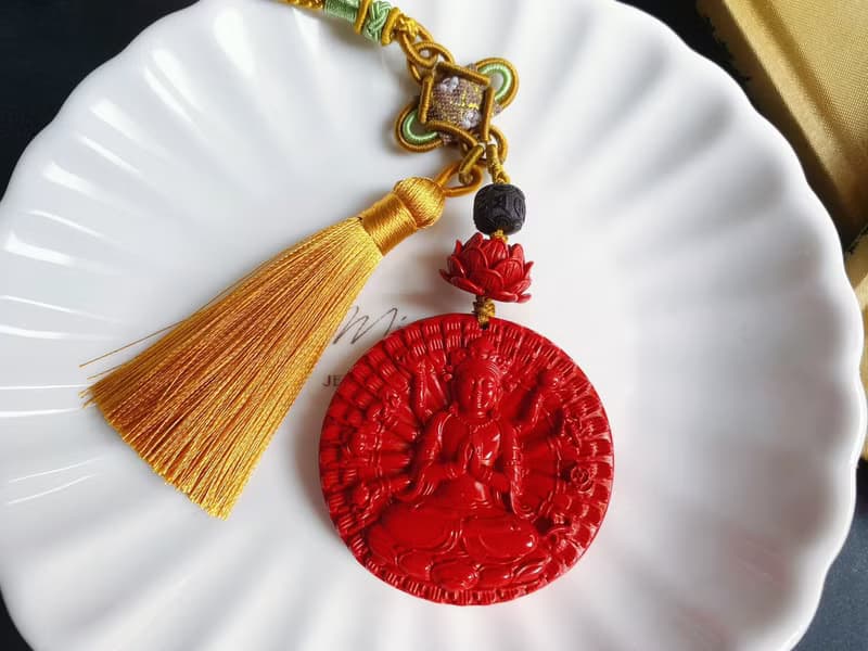 硃砂  千手觀音 保平安 掛件 包掛 車掛 禮物 長輩禮佛像