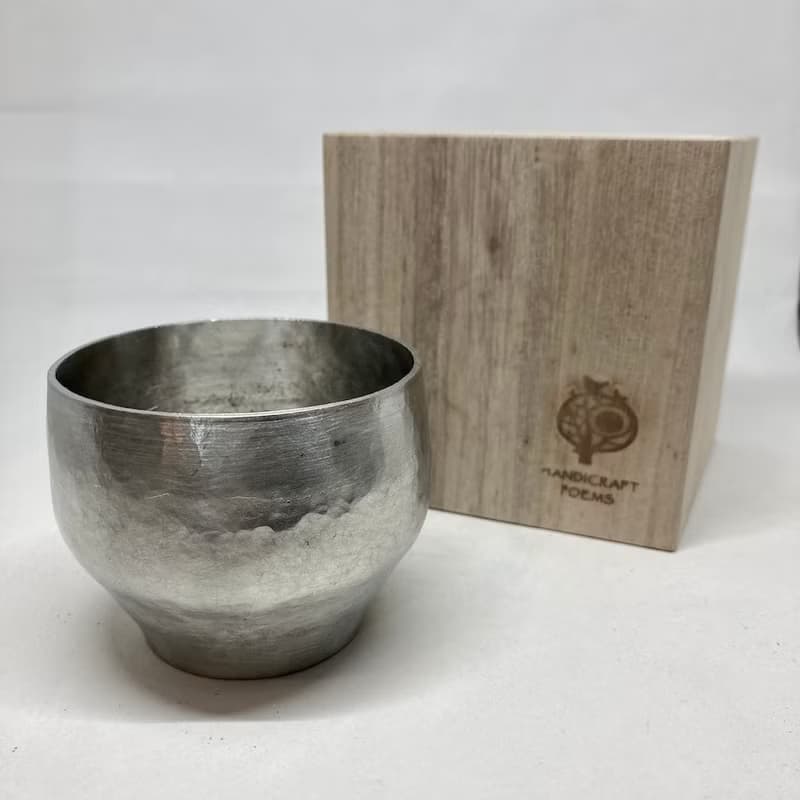 清酒杯/燒酌杯/盃形純錫酒杯大杯,青冶金工手作鍛打純錫杯