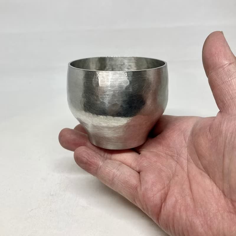 清酒杯/燒酌杯/盃形純錫酒杯大杯,青冶金工手作鍛打純錫杯
