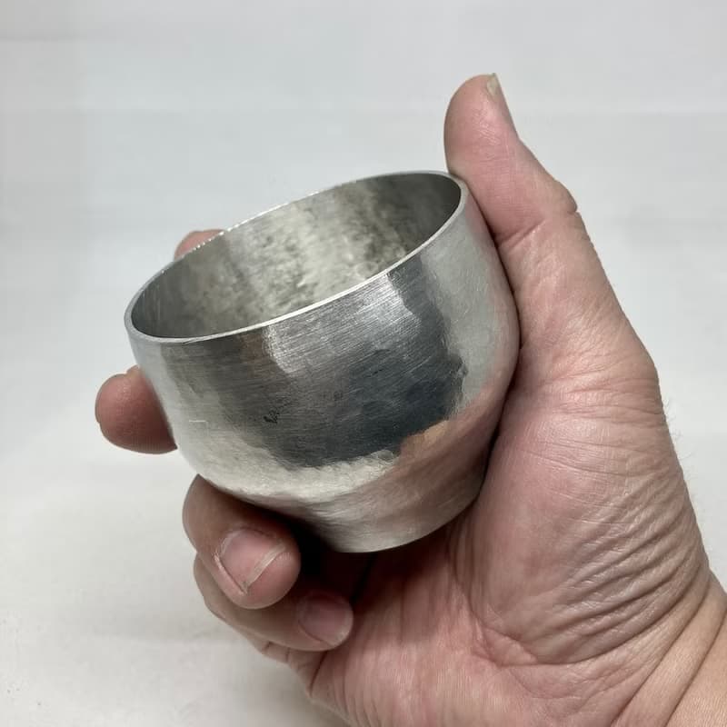 清酒杯/燒酌杯/盃形純錫酒杯大杯,青冶金工手作鍛打純錫杯