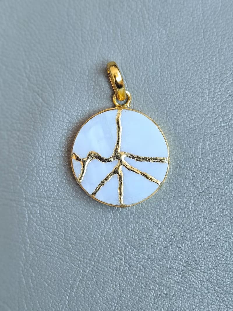 金繼蛋白石項鍊 22K鍍金銀飾 手工製作 日本珠寶