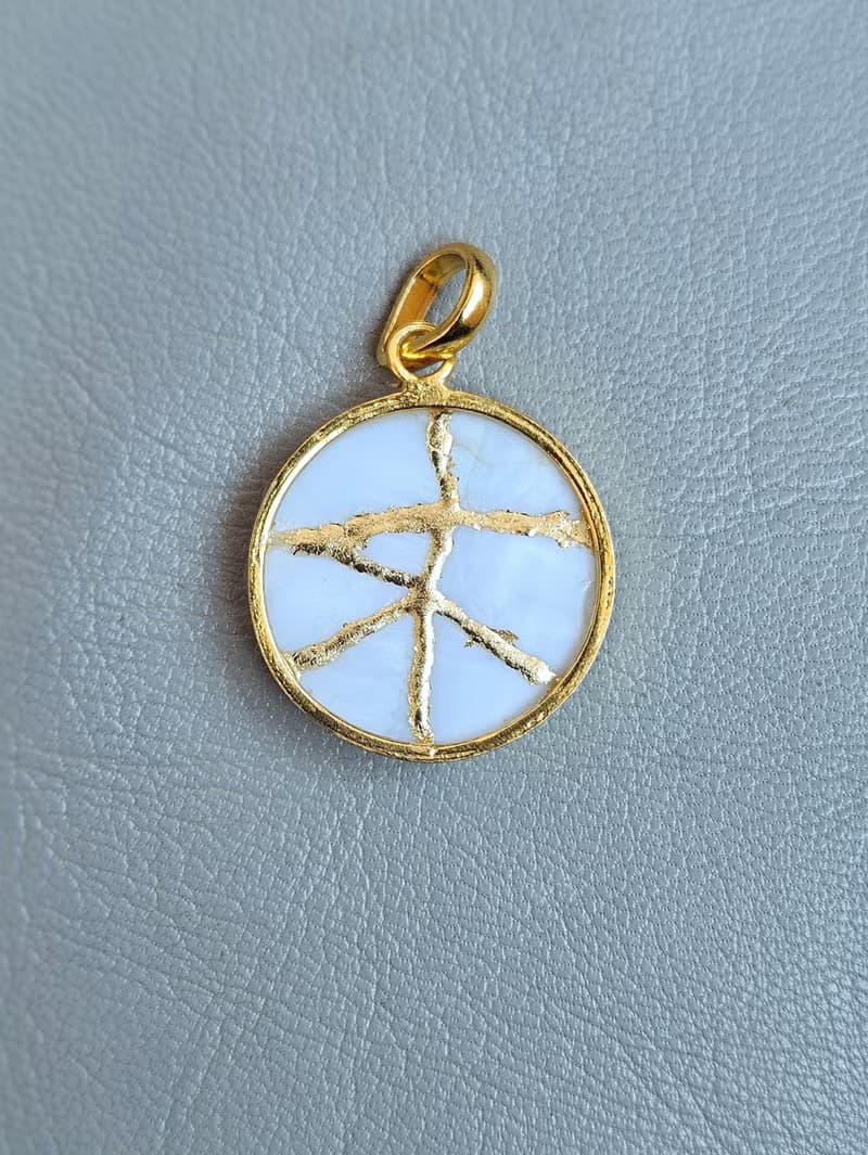 金繼蛋白石項鍊 22K鍍金銀飾 手工製作 日本珠寶