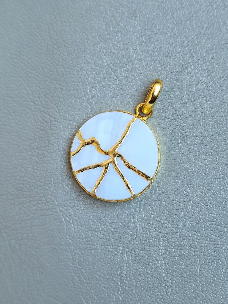 金繼蛋白石項鍊 22K鍍金銀飾 手工製作 日本珠寶