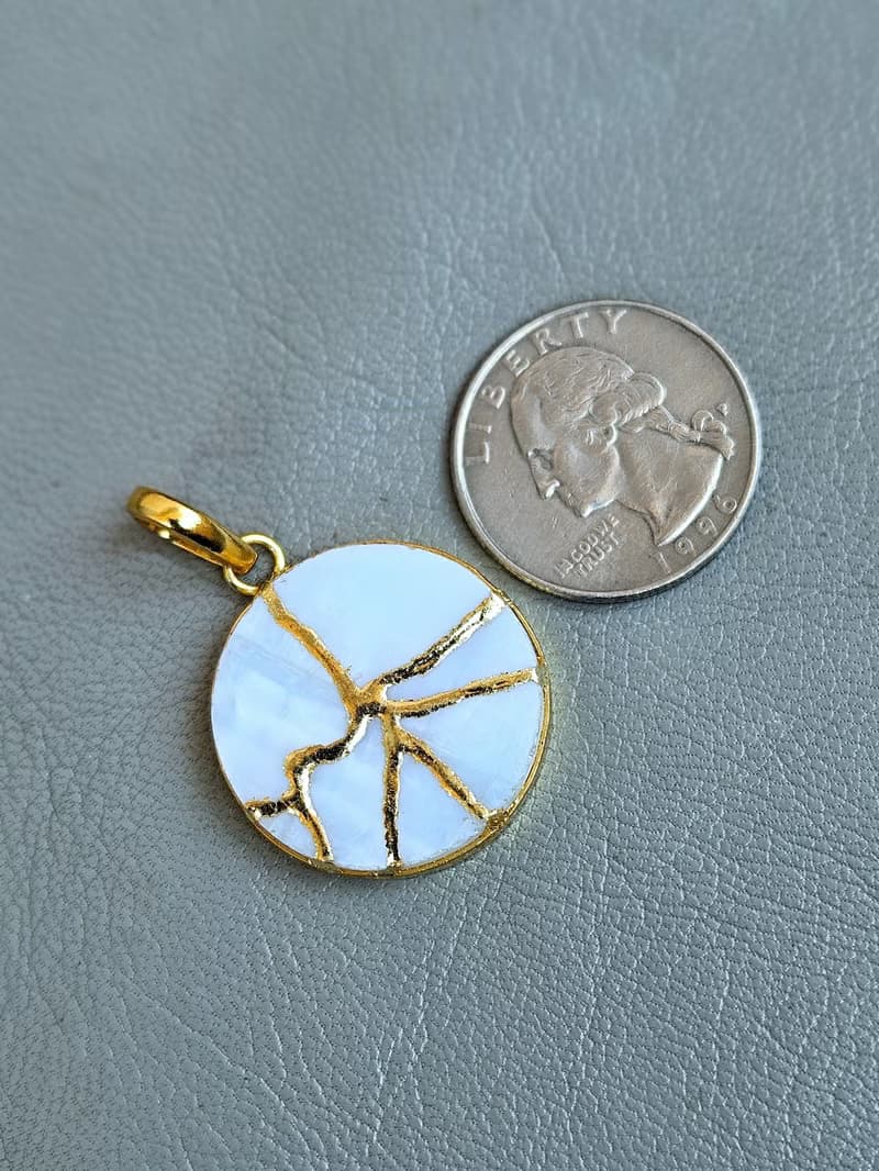 金繼蛋白石項鍊 22K鍍金銀飾 手工製作 日本珠寶