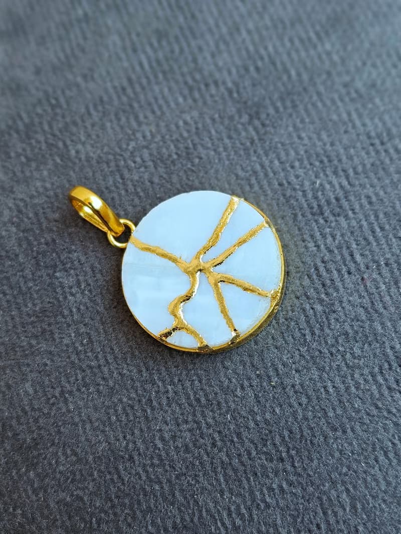 金繼蛋白石項鍊 22K鍍金銀飾 手工製作 日本珠寶