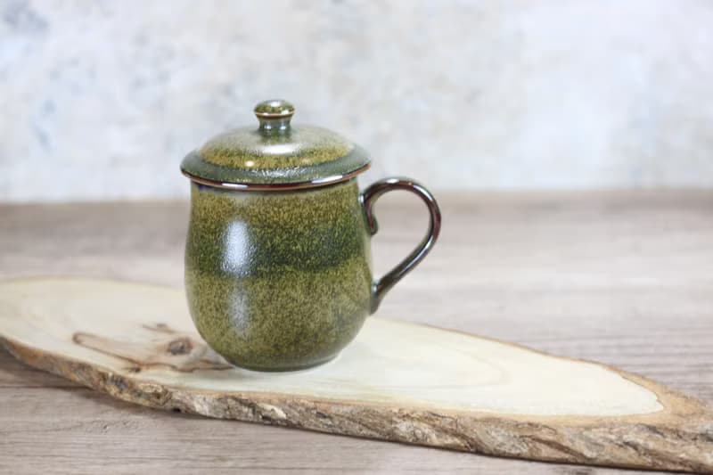 【母親節禮物】300ml 茶末釉蓋杯 帶蓋馬克杯 鶯歌名家葉敏祥作品
