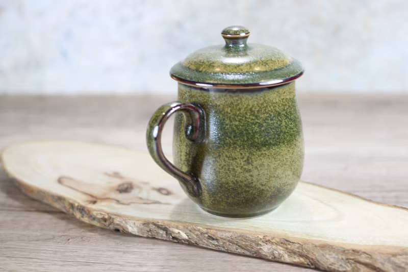 【母親節禮物】300ml 茶末釉蓋杯 帶蓋馬克杯 鶯歌名家葉敏祥作品