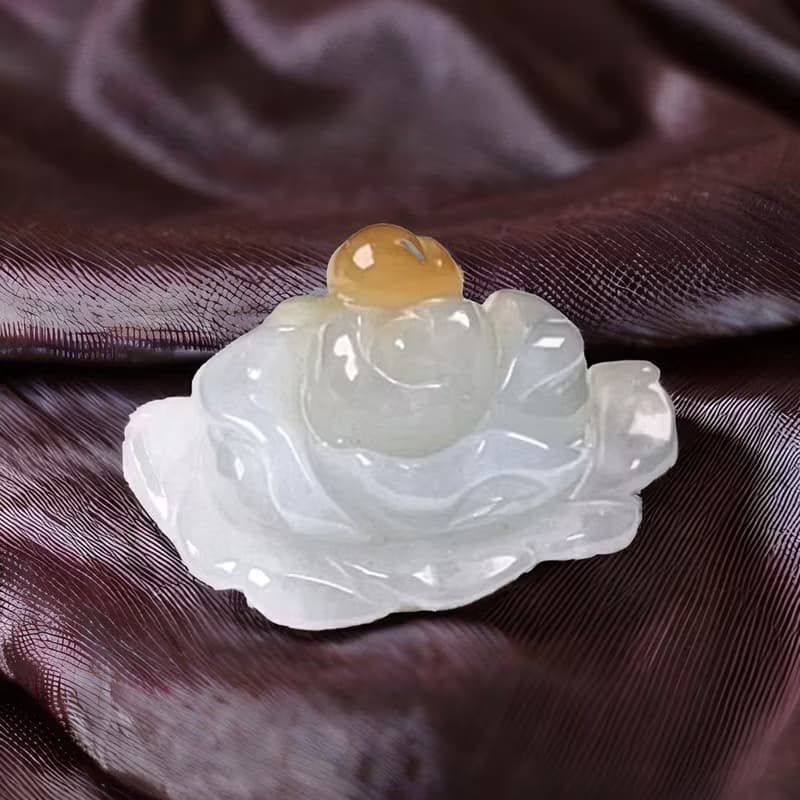 冰種飄黃翡翠牡丹花 | 天然緬甸玉翡翠A貨 | 送禮