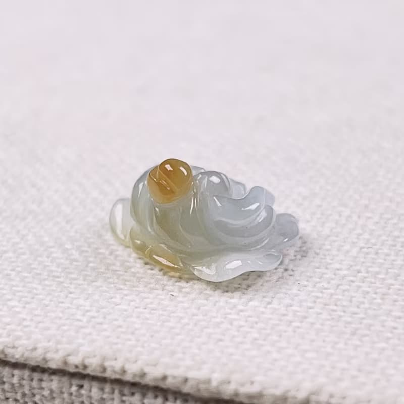 冰種飄黃翡翠牡丹花 | 天然緬甸玉翡翠A貨 | 送禮