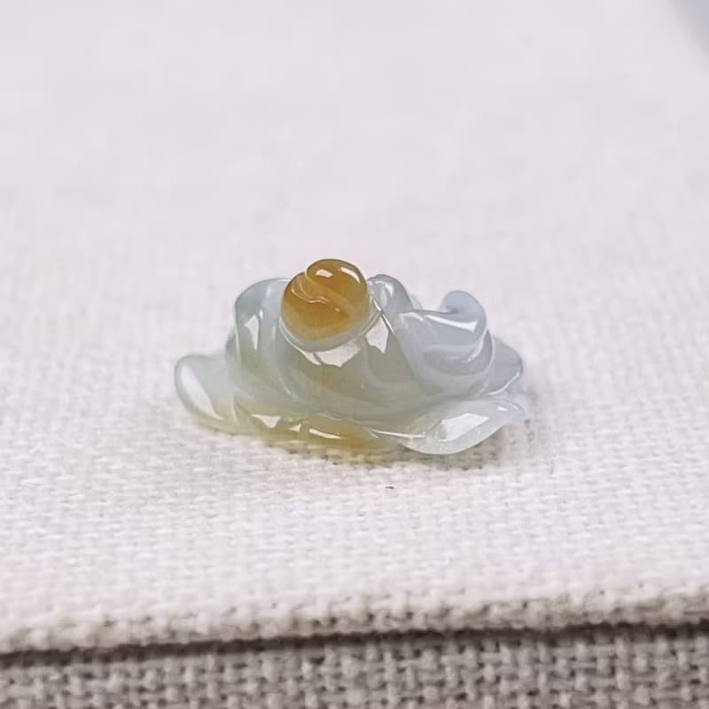 冰種飄黃翡翠牡丹花 | 天然緬甸玉翡翠A貨 | 送禮
