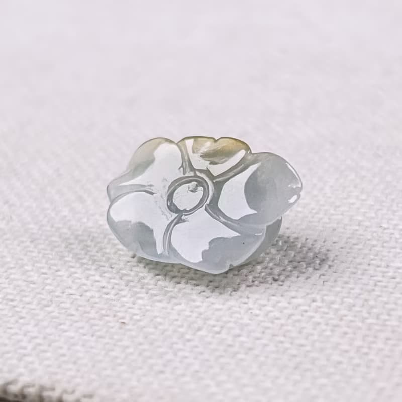 冰種飄黃翡翠牡丹花 | 天然緬甸玉翡翠A貨 | 送禮
