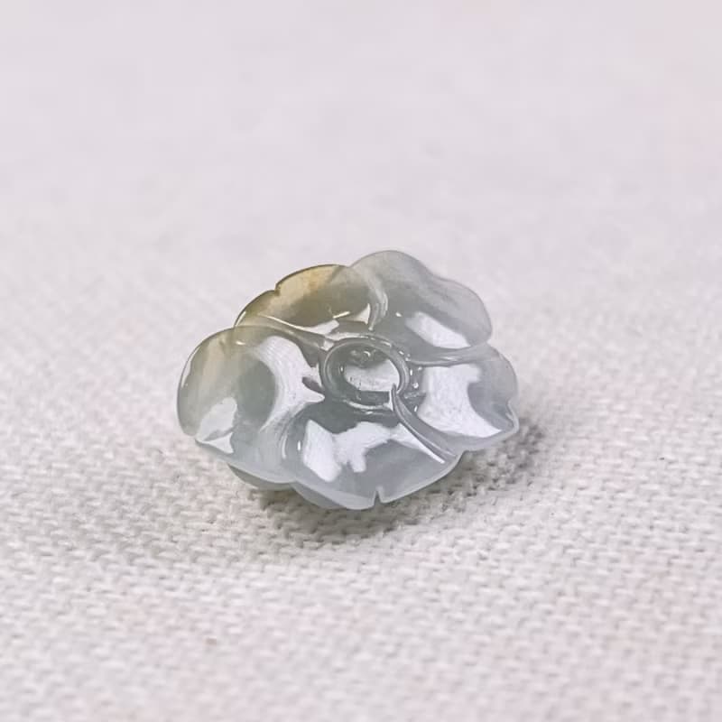 冰種飄黃翡翠牡丹花 | 天然緬甸玉翡翠A貨 | 送禮