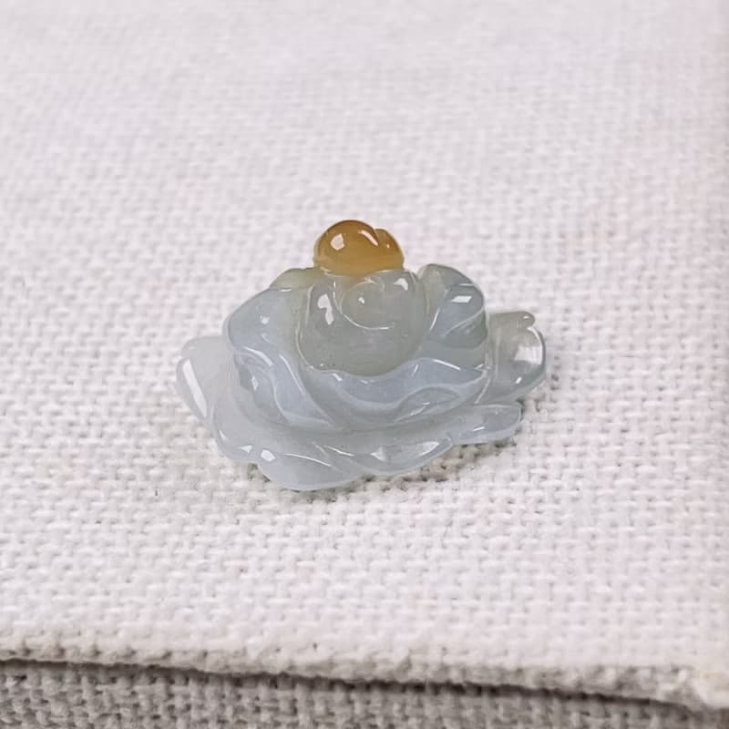 冰種飄黃翡翠牡丹花 | 天然緬甸玉翡翠A貨 | 送禮