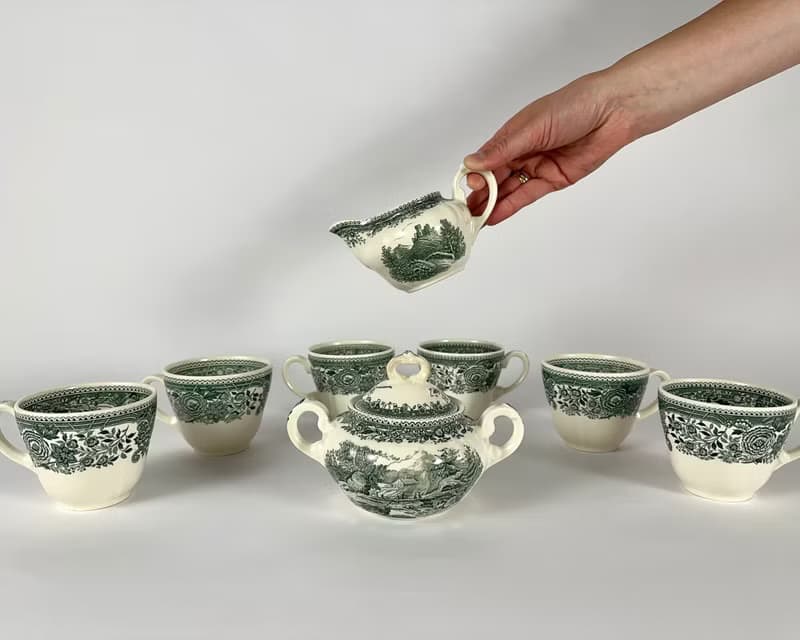 Villeroy & Boch 咖啡餐具套裝綠色布爾根蘭帶郵票 1970 年代/