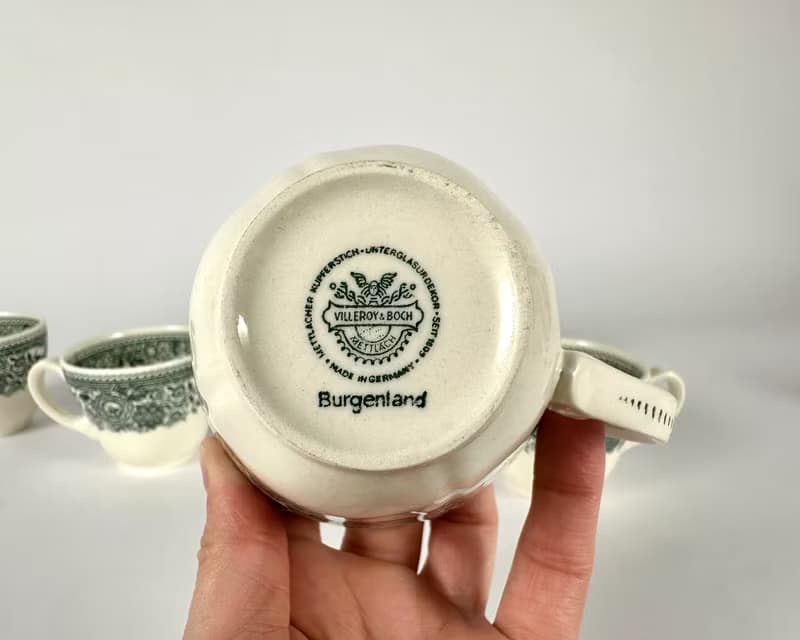 Villeroy & Boch 咖啡餐具套裝綠色布爾根蘭帶郵票 1970 年代/