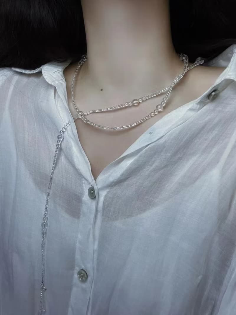 天然7A級白水晶項鏈手鏈  可疊戴項鏈可做多圈手鏈