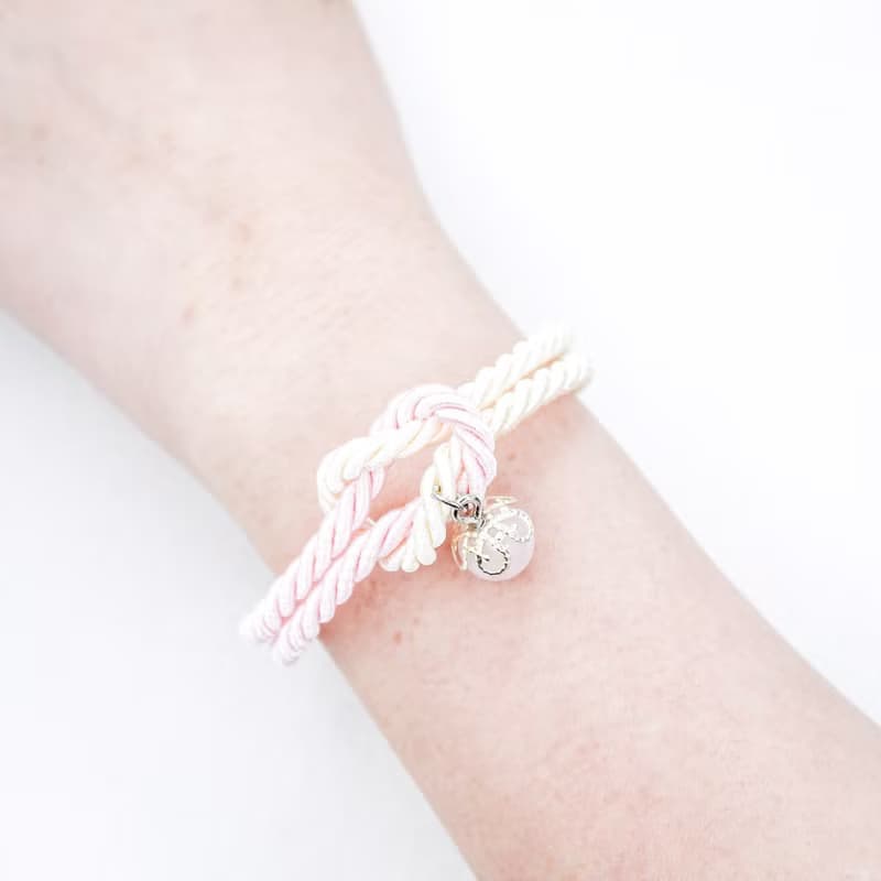 Christmas Gift Wrapping Mashmallows Rope Bracelet with Lucky Stone - Beige&Pink