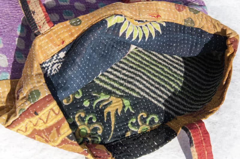 手縫紗麗布側背包/刺繡側背包/刺繡肩背包/手縫紗麗線側背包-花朵