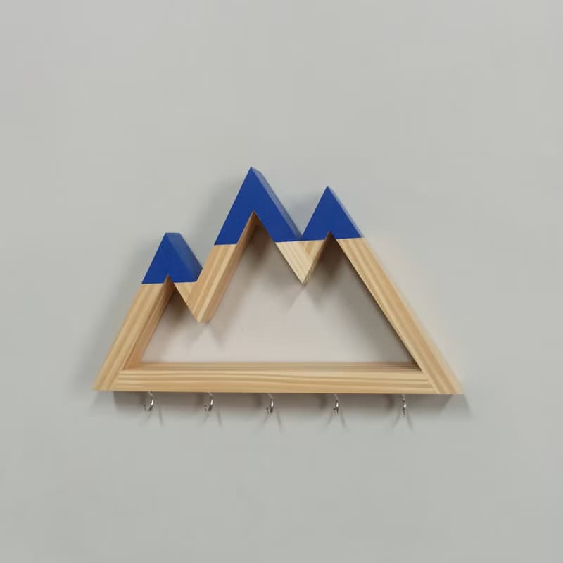 Wooden wall key holder Mountains peaks (dark blue tops)