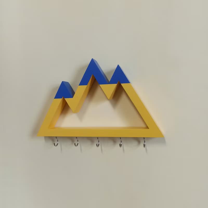 Wooden wall key holder Mountains peaks (dark blue tops)