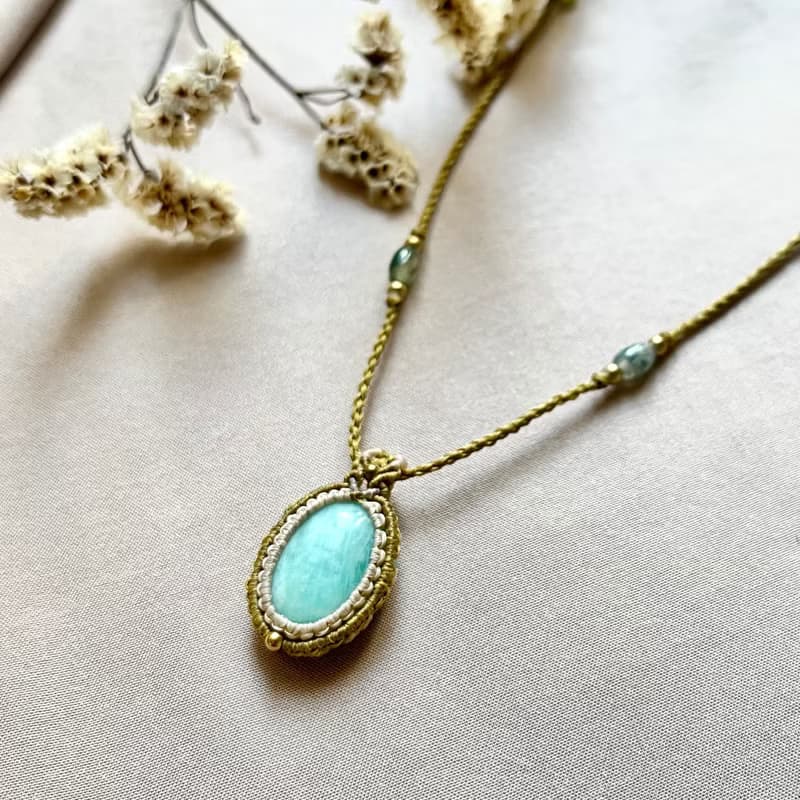 天河石/橄欖石編織項鍊