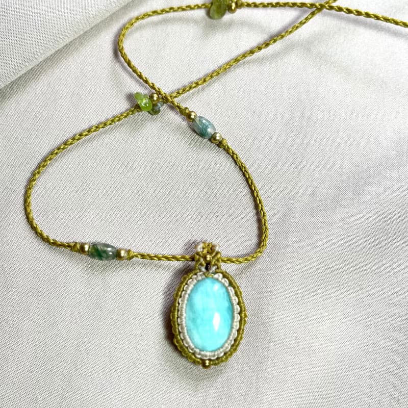 天河石/橄欖石編織項鍊