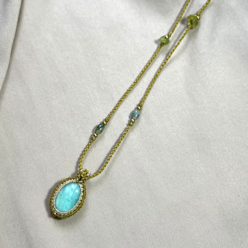 天河石/橄欖石編織項鍊