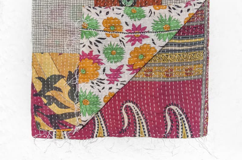 手縫紗麗布拼接絲巾/刺繡絲巾/刺繡圍巾/手縫紗麗線絲巾-非洲花