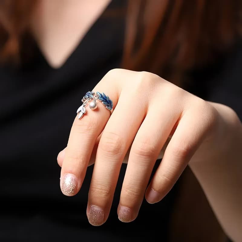 Handmade Ears of Wheat Rings for Women Harvest Gifts Jewelry Enamel China Chic