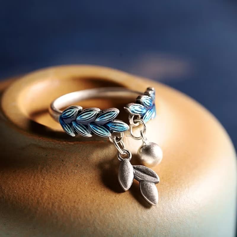 Handmade Ears of Wheat Rings for Women Harvest Gifts Jewelry Enamel China Chic
