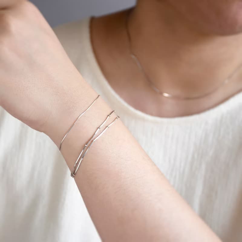 簡約幼銀編織蛇骨925銀手鍊 // Tiny Sterling Silver Bracelet