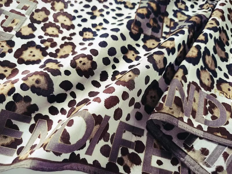 FENDI Vintage Scarf Tiger Print Cotton Silk 23 x 23 inches