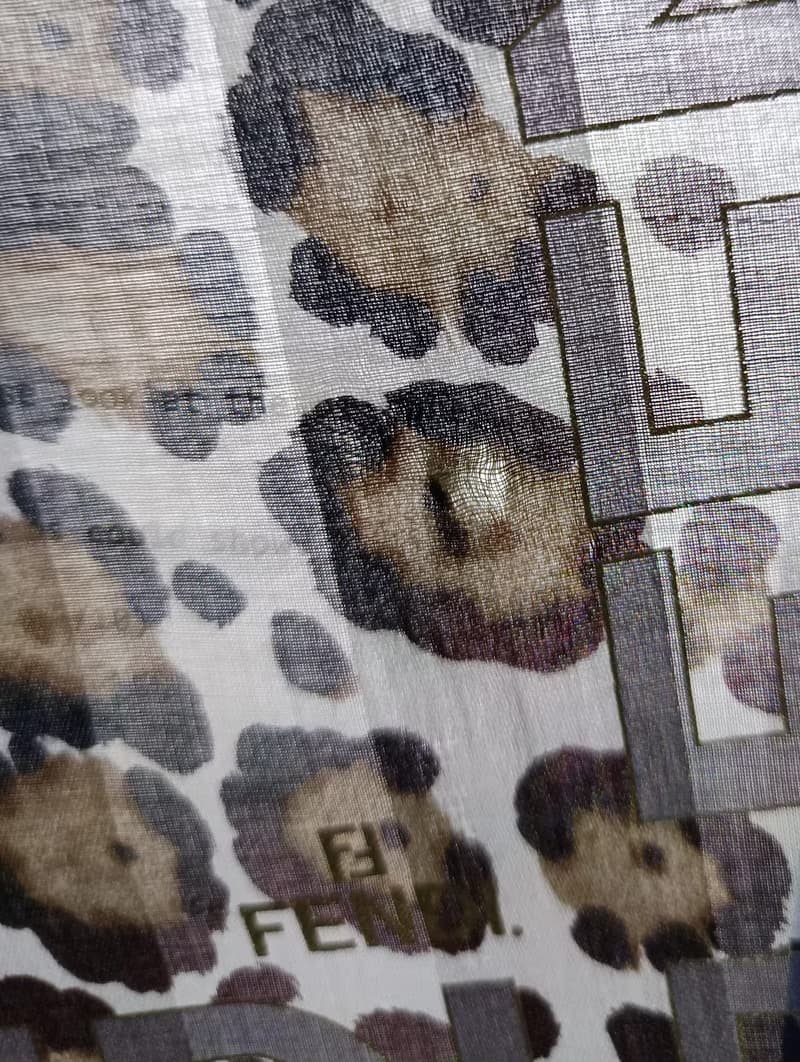FENDI Vintage Scarf Tiger Print Cotton Silk 23 x 23 inches
